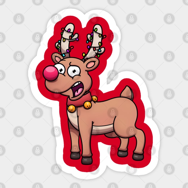 Cute Christmas Reindeer With Christmas Lights Sticker by TheMaskedTooner